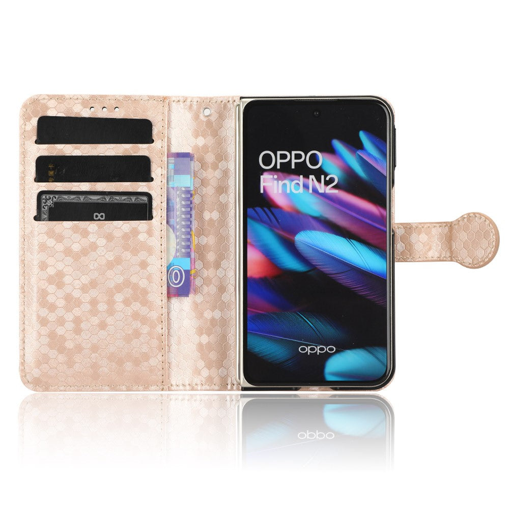 For Oppo Find N2 5G PU Leather Wallet Phone Case Dot Pattern Imprinted Stand Phone Cover