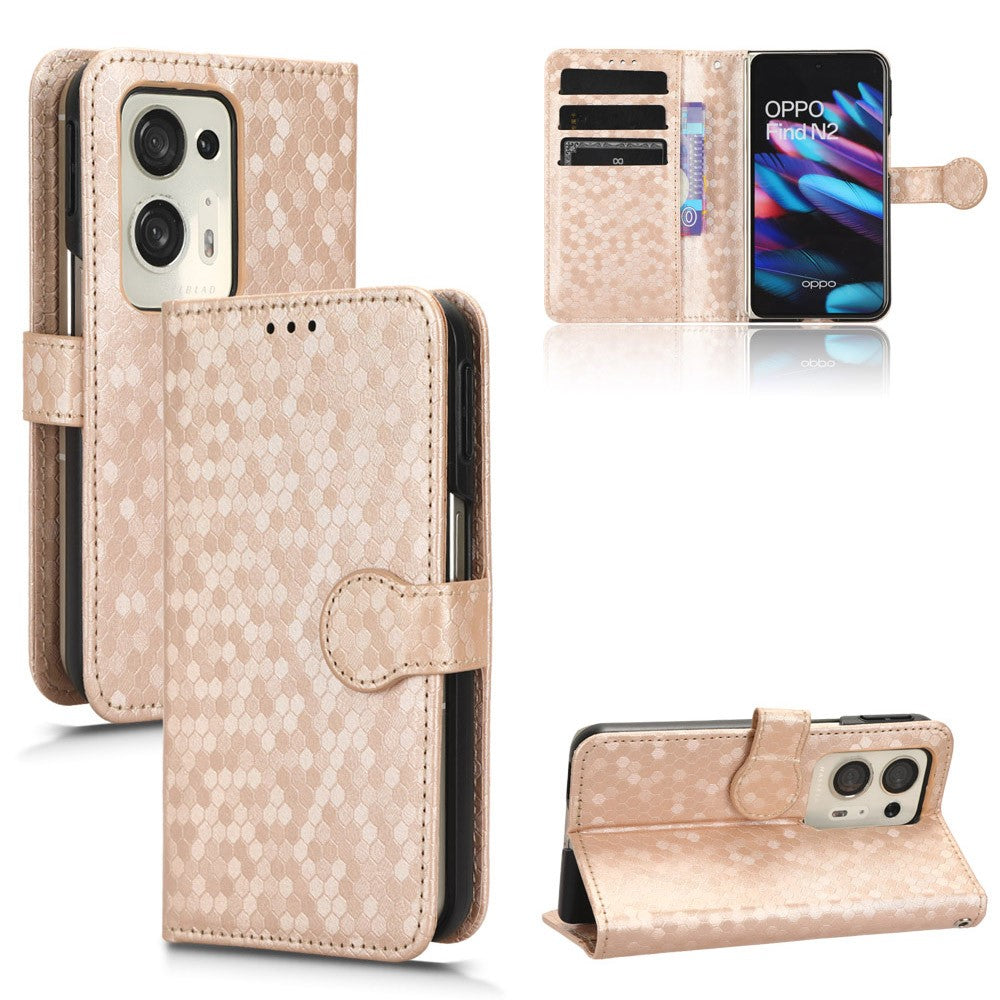 For Oppo Find N2 5G PU Leather Wallet Phone Case Dot Pattern Imprinted Stand Phone Cover