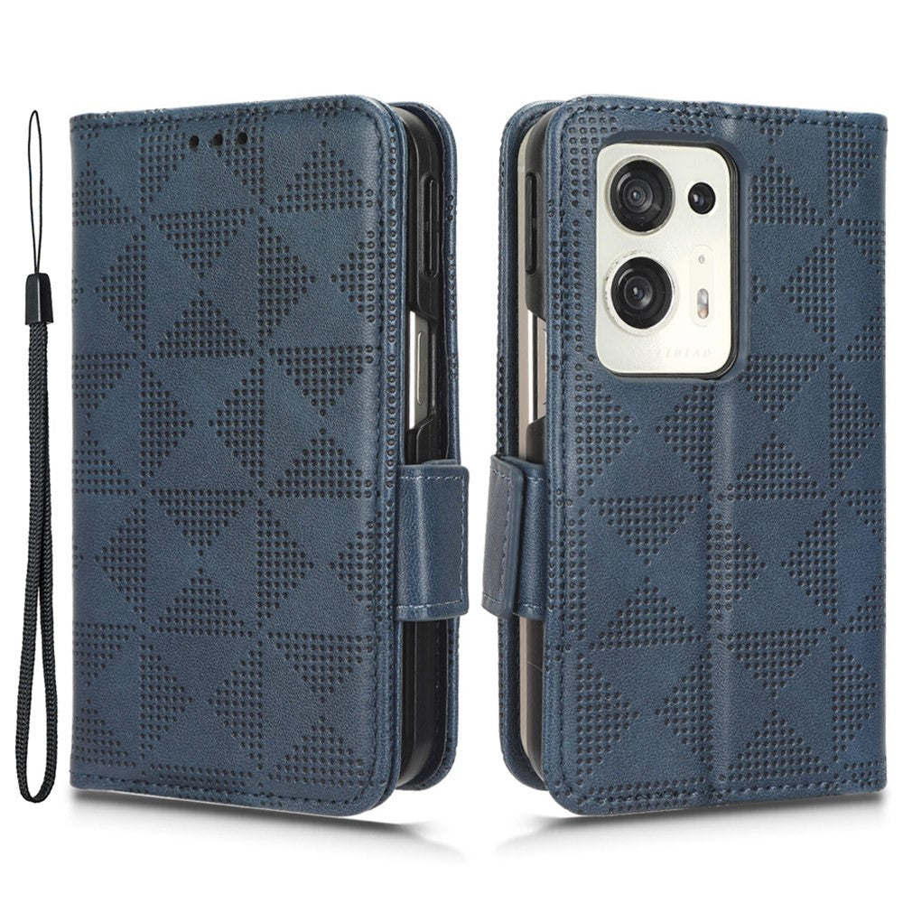 Til Oppo Find N2 5G Standtelefoncover PU Læder Præget Trekant Beskyttende Telefon Pung Cover