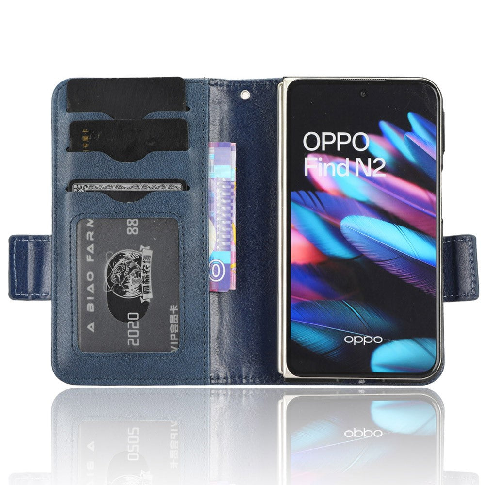 For Oppo Find N2 5G Stand Phone Case PU Leather Imprinted Triangle Protective Phone Wallet Cover