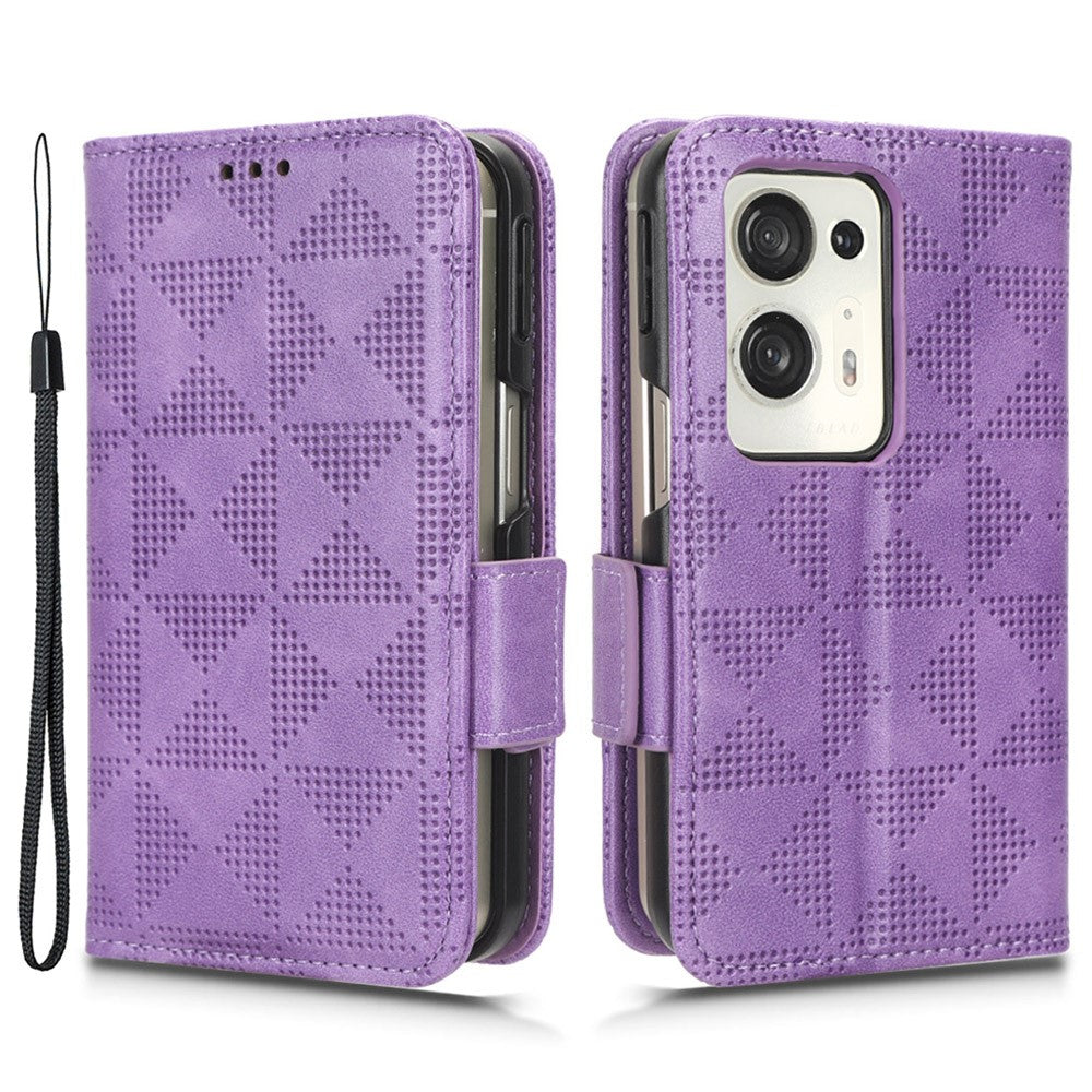 Til Oppo Find N2 5G Standtelefoncover PU Læder Præget Trekant Beskyttende Telefon Pung Cover