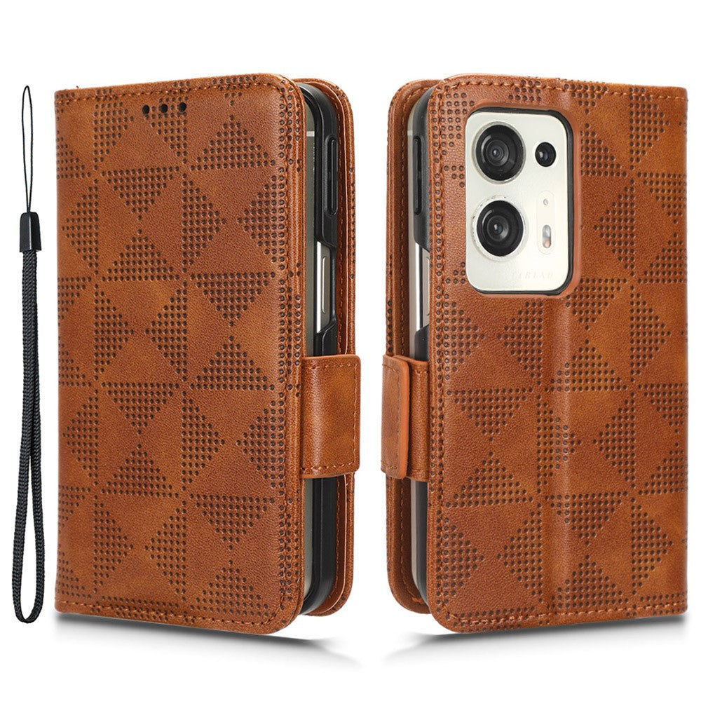 Til Oppo Find N2 5G Standtelefoncover PU Læder Præget Trekant Beskyttende Telefon Pung Cover