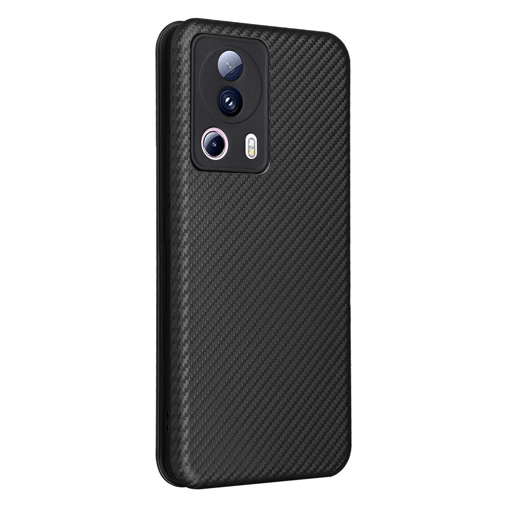 Xiaomi 13 Lite / Civi 2 5G-mobilcover, PU-læder, kulfibertekstur, stativ og kortholder