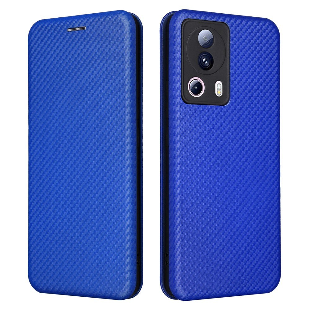 Xiaomi 13 Lite / Civi 2 5G-mobilcover, PU-læder, kulfibertekstur, stativ og kortholder