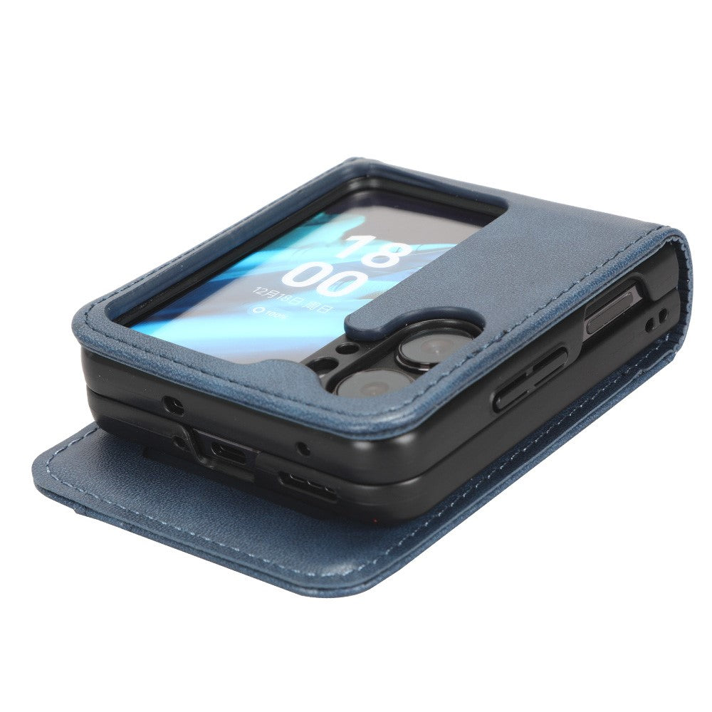 For Oppo Find N2 Flip 5G PU Leather Folding Phone Case Card Slots Phone Cover