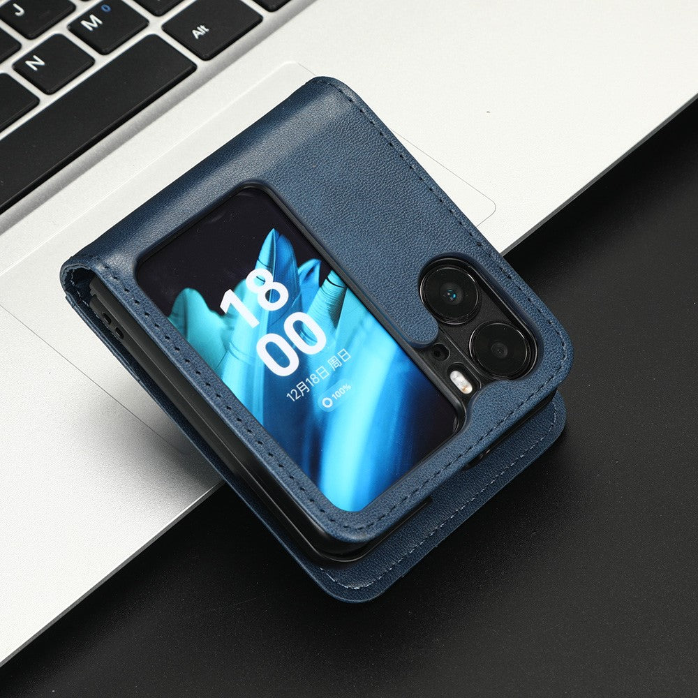For Oppo Find N2 Flip 5G PU Leather Folding Phone Case Card Slots Phone Cover
