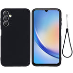 For Samsung Galaxy A24 4G (162.1 x 77.6 x 8.3mm) Phone Case Liquid Silicone Cover with Strap