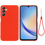 For Samsung Galaxy A24 4G (162.1 x 77.6 x 8.3mm) Phone Case Liquid Silicone Cover with Strap