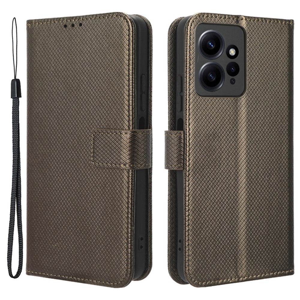 Xiaomi Redmi Note 12 4G Mobilskal PU Läder Diamanttextur Plånboksfodral