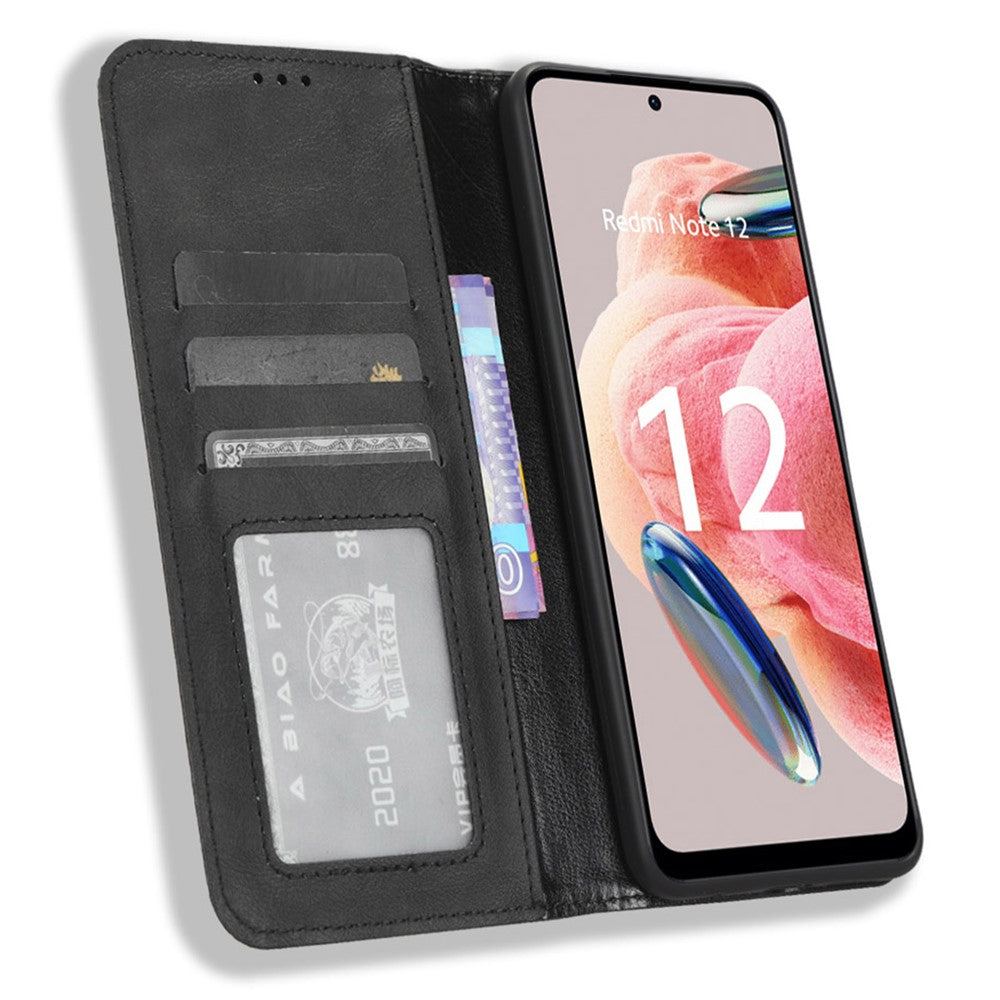 For Xiaomi Redmi Note 12 4G Wallet Stand Phone Case Retro Leather Phone Cover