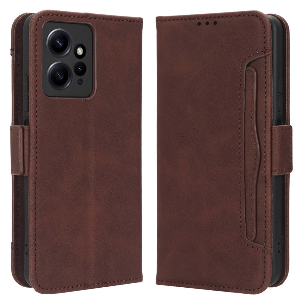 Flera kortplatser mobilskal för Xiaomi Redmi Note 12 4G plånboksställ lädermobilskal