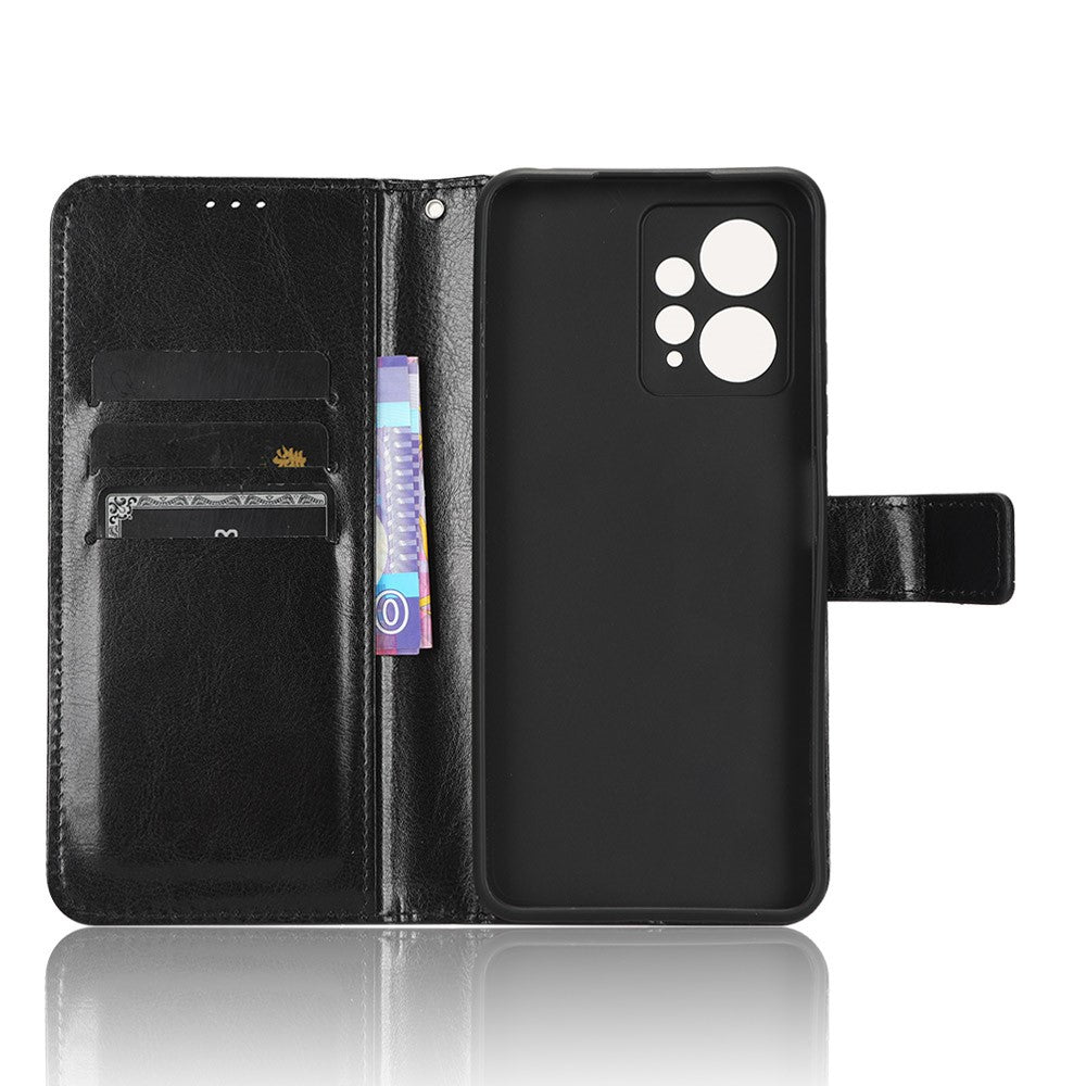 For Xiaomi Redmi Note 12 4G Wallet Stand PU Leather Case Crazy Horse Texture Cell Phone Cover