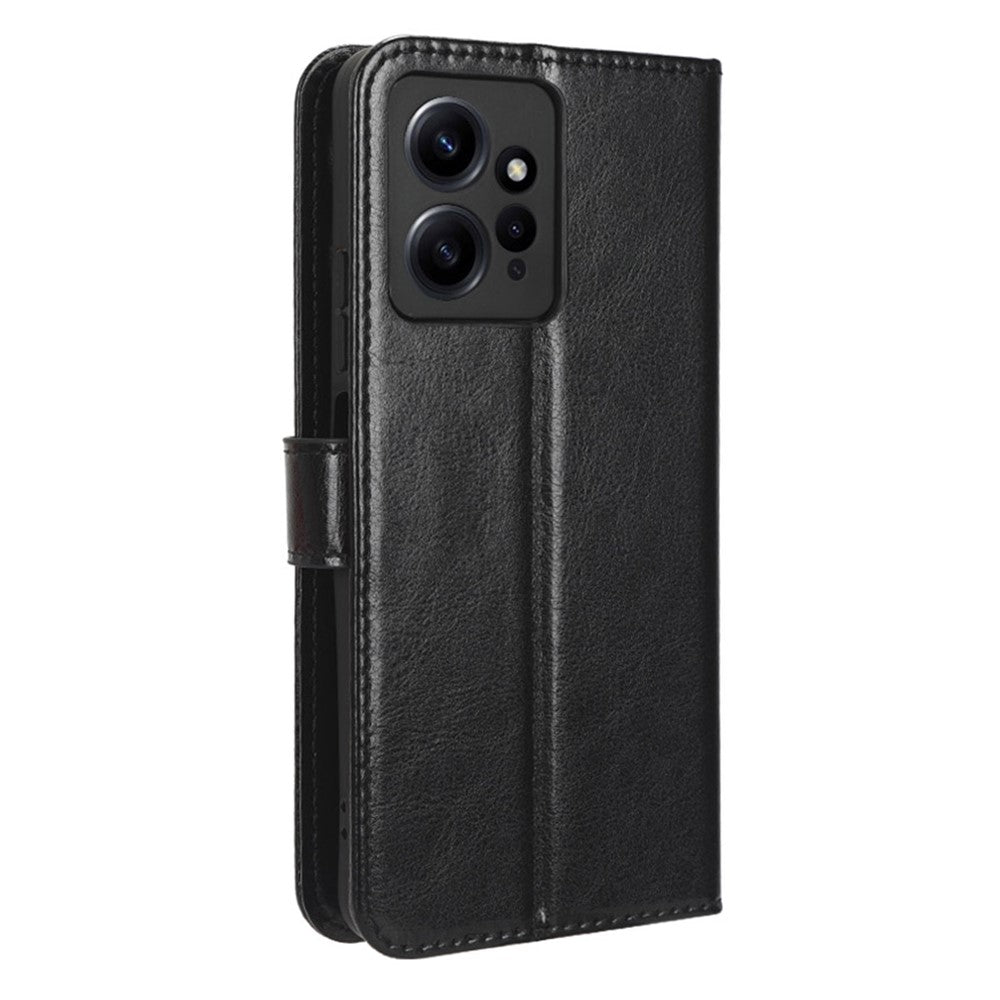 For Xiaomi Redmi Note 12 4G Wallet Stand PU Leather Case Crazy Horse Texture Cell Phone Cover