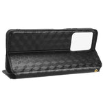 For Xiaomi Redmi Note 12 4G Stand Phone Cover Wallet Rhombus Pattern Imprinted PU Leather Case