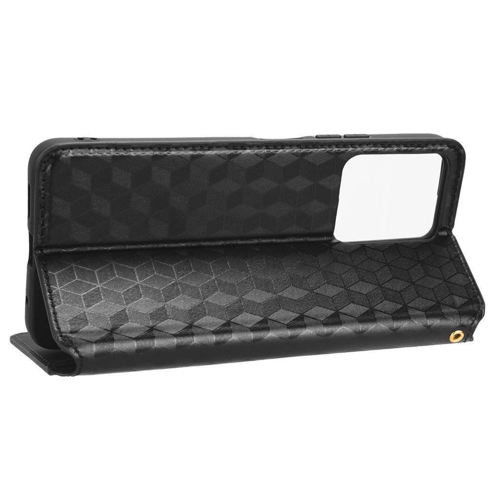 For Xiaomi Redmi Note 12 4G Stand Phone Cover Wallet Rhombus Pattern Imprinted PU Leather Case
