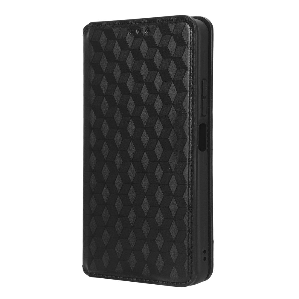 For Xiaomi Redmi Note 12 4G Stand Phone Cover Wallet Rhombus Pattern Imprinted PU Leather Case