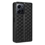 For Xiaomi Redmi Note 12 4G Stand Phone Cover Wallet Rhombus Pattern Imprinted PU Leather Case
