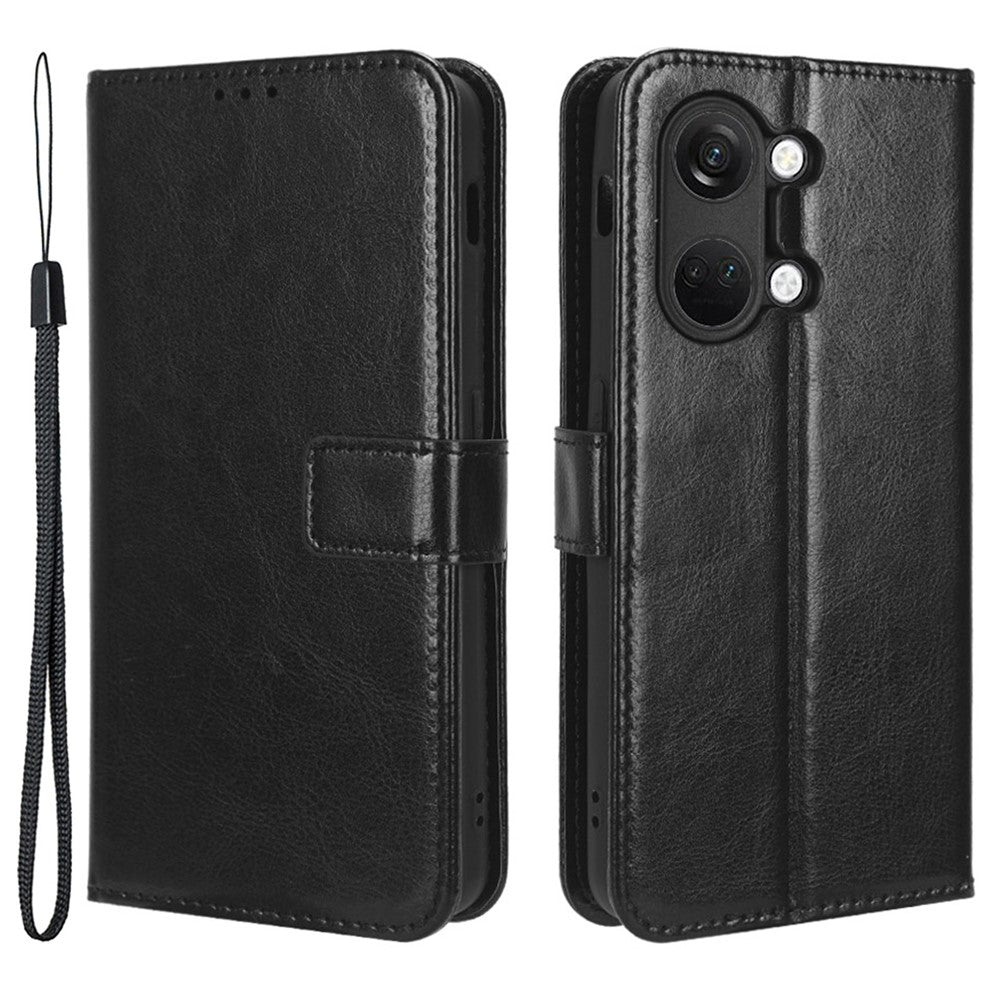 For OnePlus Nord 3 5G / Ace 2V Cell Phone Case Wallet Stand Crazy Horse Texture Leather Phone Cover