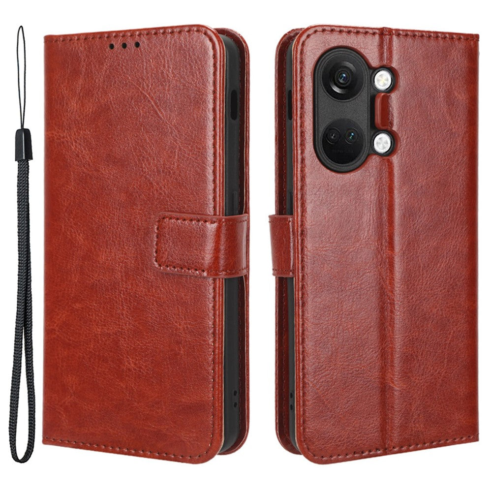 For OnePlus Nord 3 5G / Ace 2V Cell Phone Case Wallet Stand Crazy Horse Texture Leather Phone Cover