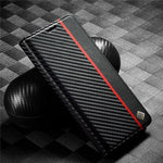 LC.IMEEKE Läderfodral för Xiaomi Redmi Note 12 4G, Kolfiberstruktur, Plånboksfodral, Stativ