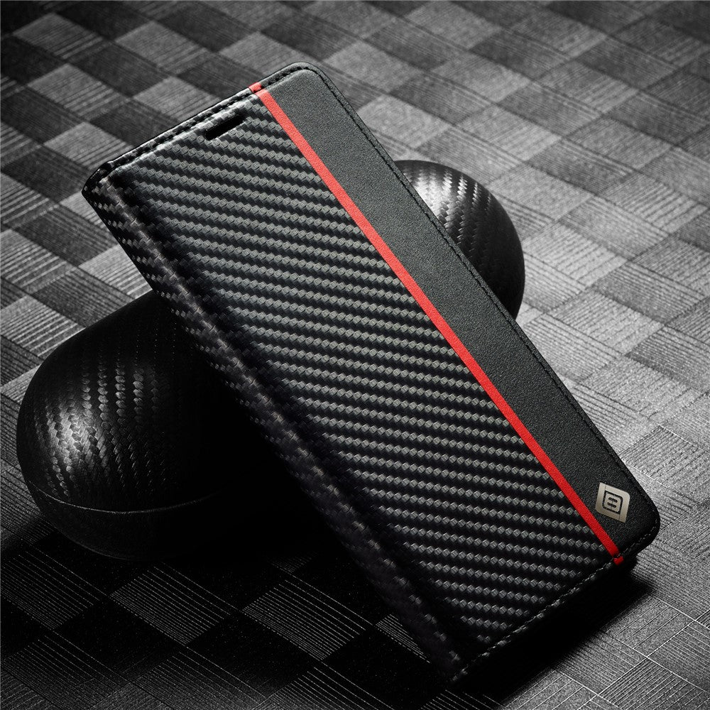 LC.IMEEKE Läderfodral för Xiaomi Redmi Note 12 4G, Kolfiberstruktur, Plånboksfodral, Stativ