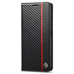 LC.IMEEKE Läderfodral för Xiaomi Redmi Note 12 4G, Kolfiberstruktur, Plånboksfodral, Stativ