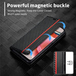 LC.IMEEKE Läderfodral för Xiaomi Redmi Note 12 4G, Kolfiberstruktur, Plånboksfodral, Stativ