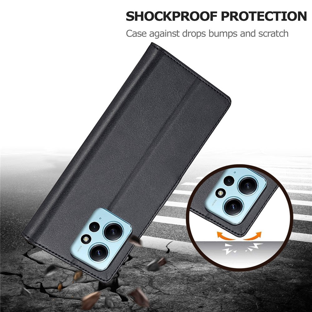 LC.IMEEKE For Xiaomi Redmi Note 12 4G Phone Wallet Case Calf Texture PU Leather Stand Phone Cover