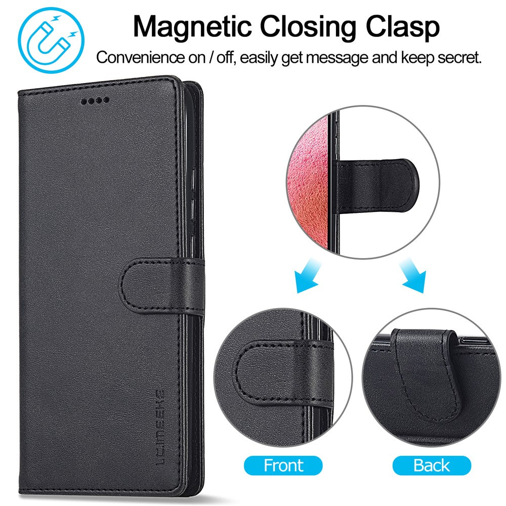 LC.IMEEKE For Xiaomi Redmi Note 12 4G Phone Wallet Case Calf Texture PU Leather Stand Phone Cover