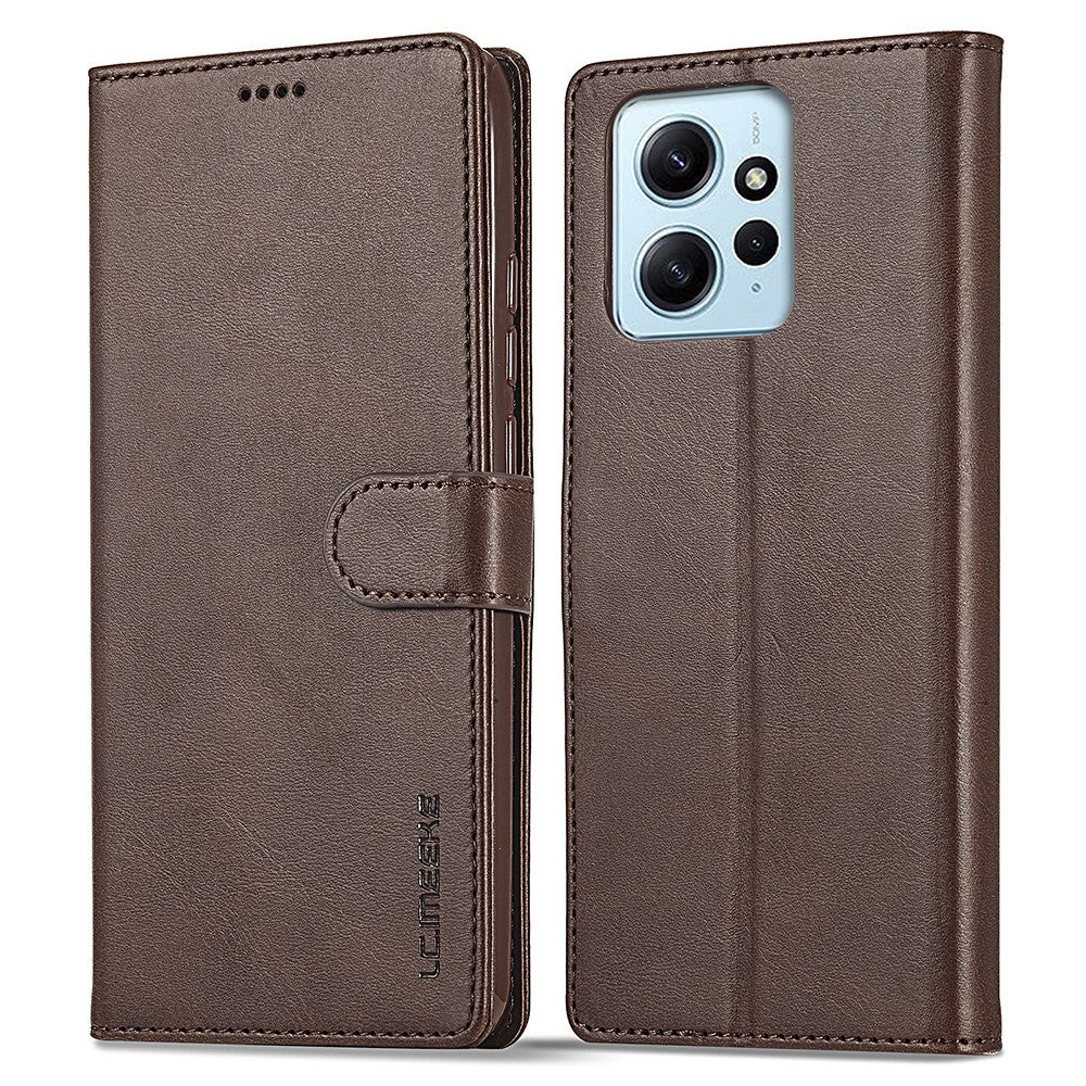 LC.IMEEKE For Xiaomi Redmi Note 12 4G Phone Wallet Case Calf Texture PU Leather Stand Phone Cover