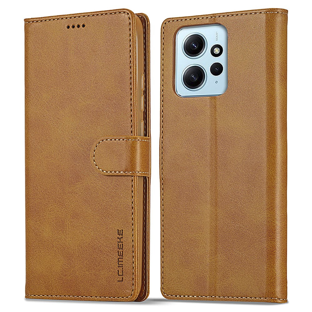 LC.IMEEKE För Xiaomi Redmi Note 12 4G mobil Plånboksfodral Kalvstruktur PU-läder Stativ mobilskal