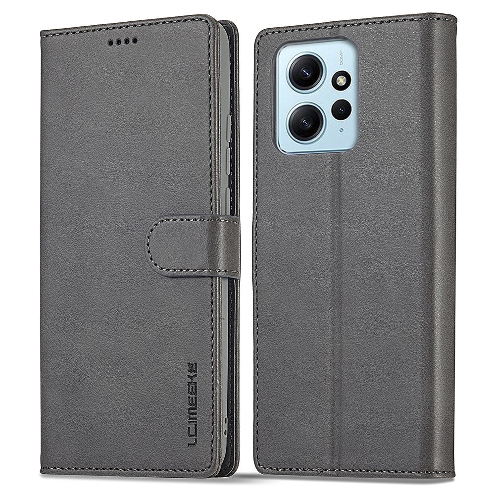 LC.IMEEKE For Xiaomi Redmi Note 12 4G Phone Wallet Case Calf Texture PU Leather Stand Phone Cover