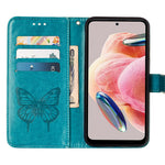 For Xiaomi Redmi Note 12 4G Wallet Case with Wrist Strap Butterfly Imprint Leather Phone Cover