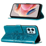 For Xiaomi Redmi Note 12 4G Wallet Case with Wrist Strap Butterfly Imprint Leather Phone Cover
