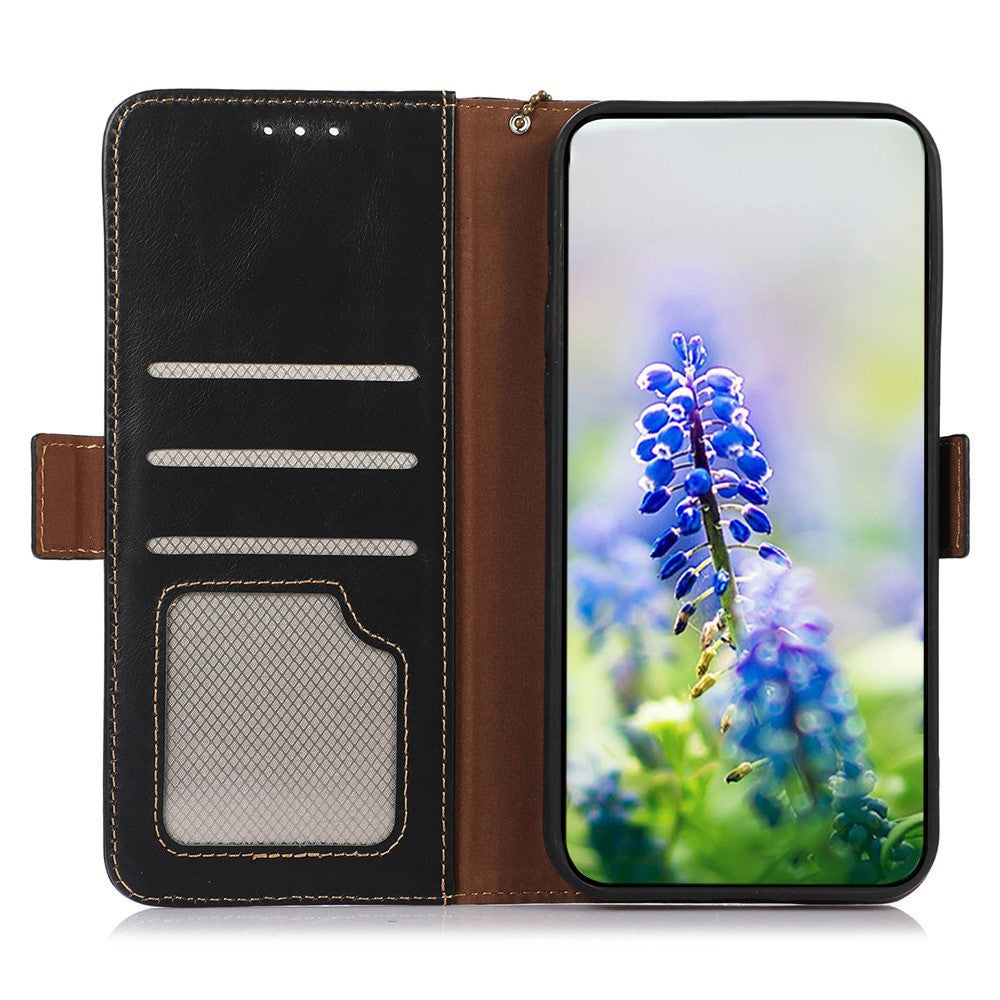 For Xiaomi Redmi Note 12 4G RFID Blocking Phone Cover Genuine Cowhide Leather Stand Wallet Case