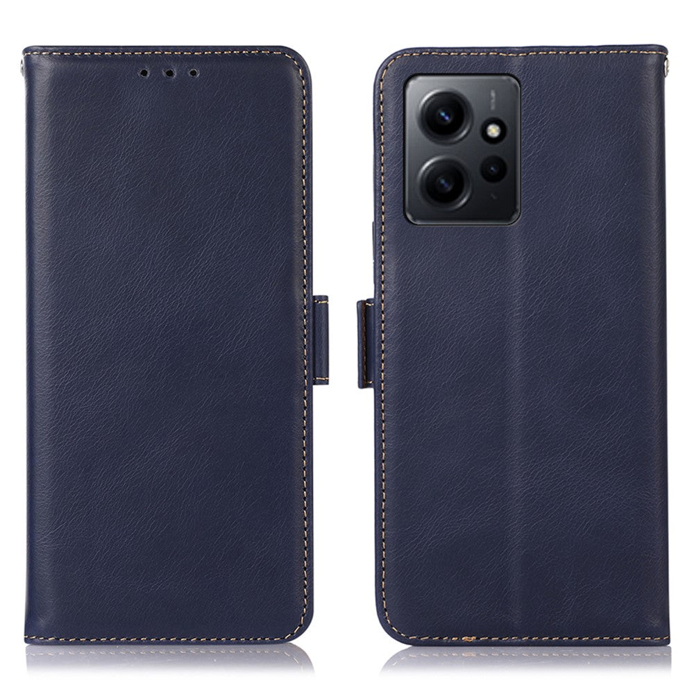 For Xiaomi Redmi Note 12 4G RFID Blocking Phone Cover Genuine Cowhide Leather Stand Wallet Case