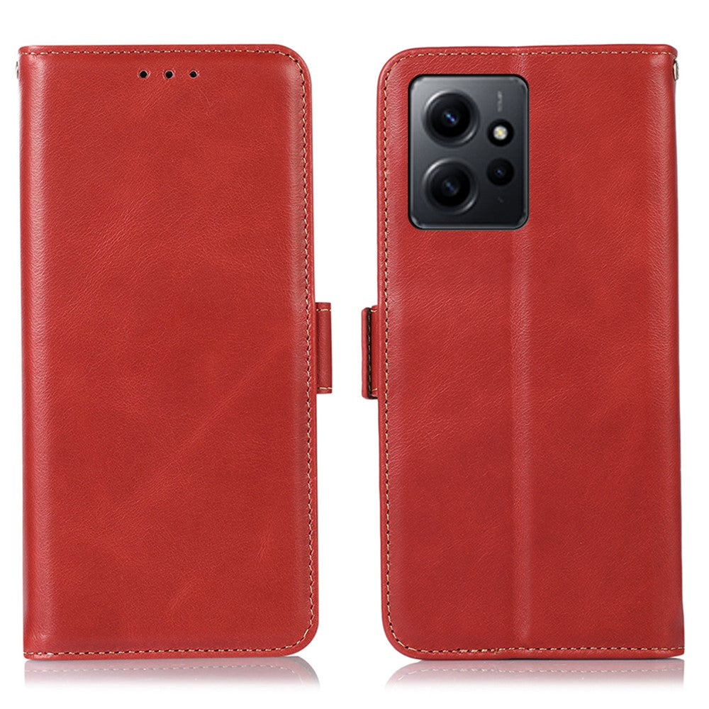 Xiaomi Redmi Note 12 4G RFID-blockerande mobilfodral i äkta kohudläder, stativ, plånboksfodral