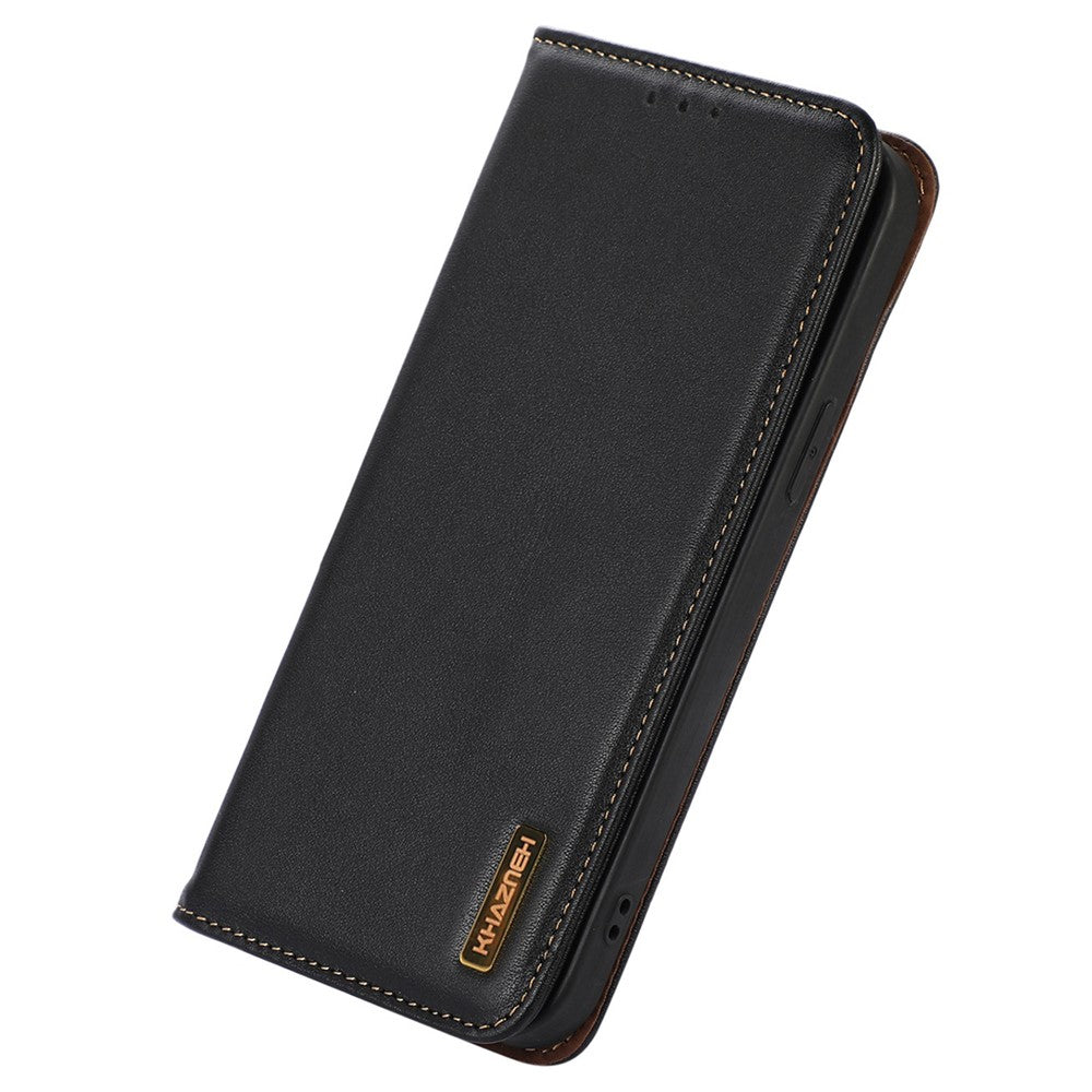 KHAZNEH for Xiaomi Redmi Note 12 4G Phone Case RFID Blocking Stand Wallet Genuine Cowhide Leather Cover