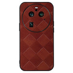 For Oppo Find X6 Pro Anti-drop Phone Case Grid Texture Leather Coated PC+TPU Cover