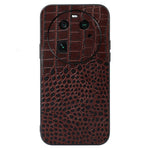 For Oppo Find X6 Cell Phone Case Crocodile Texture Genuine Cowhide Leather Coated PC+TPU Cover