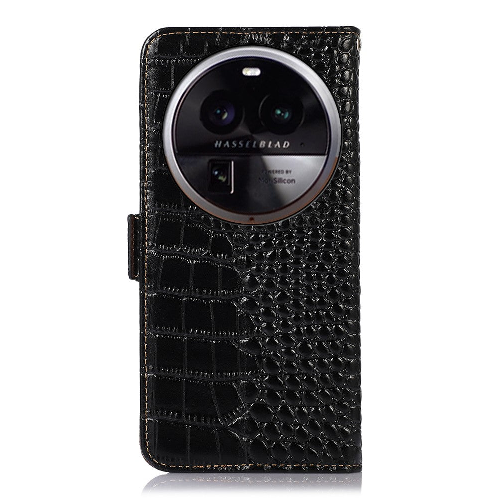 For Oppo Find X6 Pro RFID Blocking Genuine Cowhide Leather Phone Case Phone Wallet Stand Cover