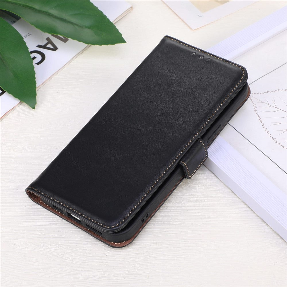 For Oppo Find X6 Pro Phone Case RFID Blocking Genuine Cowhide Leather Cover with Stand Wallet