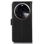 For Oppo Find X6 Pro Phone Case RFID Blocking Genuine Cowhide Leather Cover with Stand Wallet