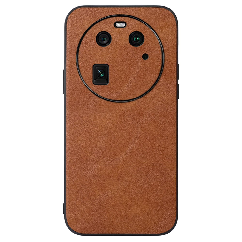 For Oppo Find X6 Cowhide Texture Phone Case Leather Coated TPU+PC Smartphone Cover