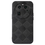 For Oppo Find X6 Grid Texture Phone Case PU Leather Coated PC+TPU Cover