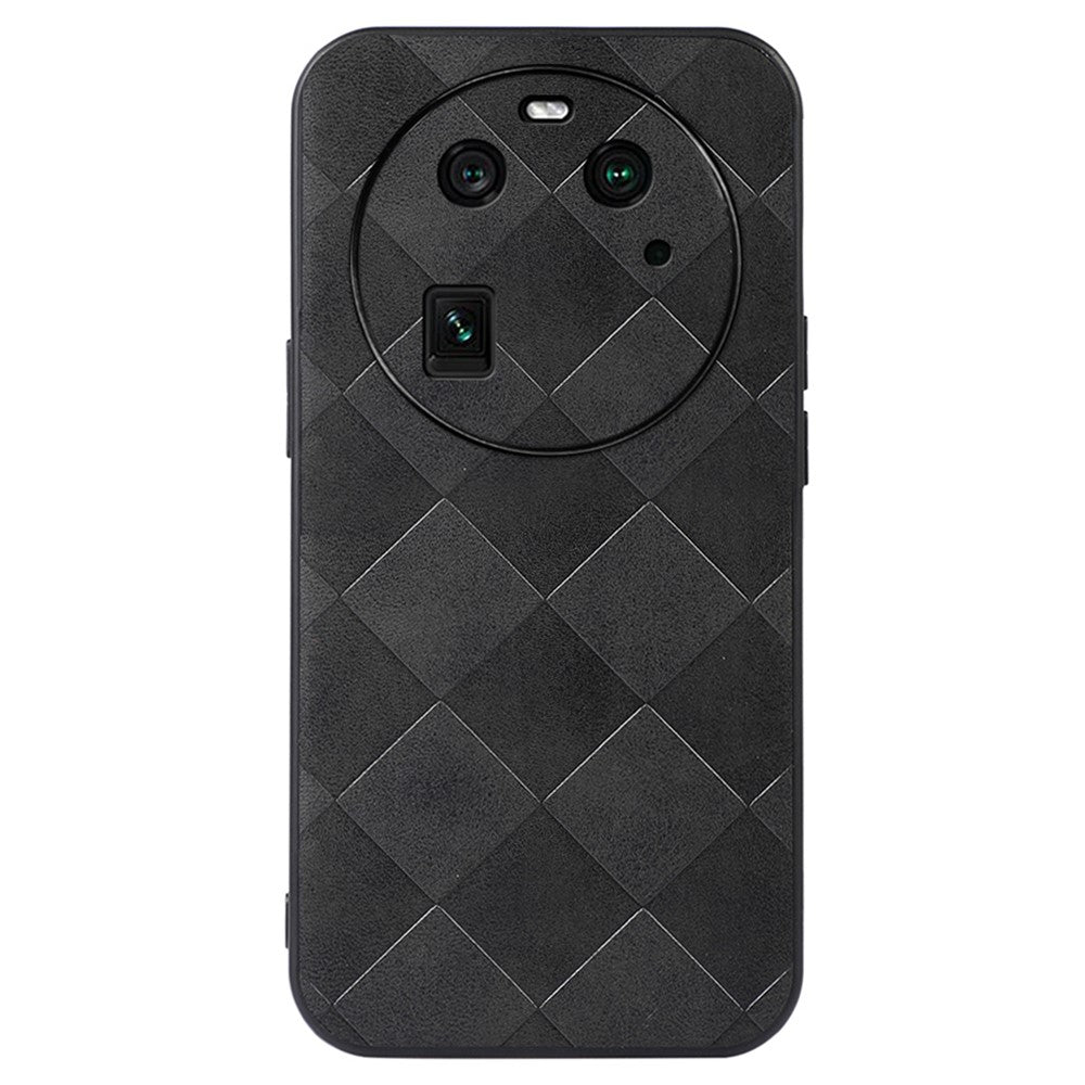 For Oppo Find X6 Grid Texture Phone Case PU Leather Coated PC+TPU Cover