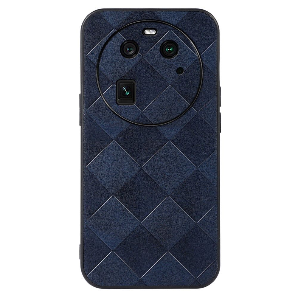 For Oppo Find X6 Grid Texture Phone Case PU Leather Coated PC+TPU Cover