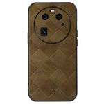 For Oppo Find X6 Grid Texture Phone Case PU Leather Coated PC+TPU Cover