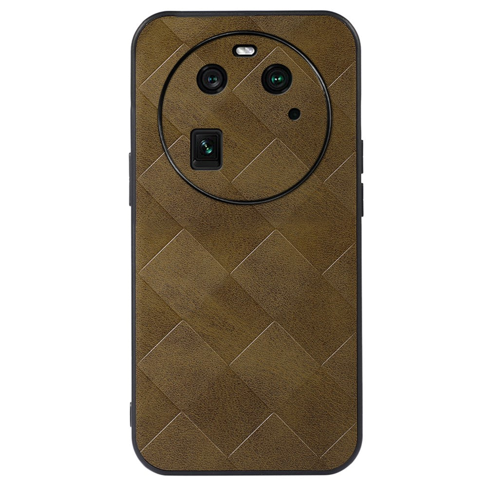 For Oppo Find X6 Grid Texture Phone Case PU Leather Coated PC+TPU Cover