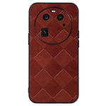 For Oppo Find X6 Grid Texture Phone Case PU Leather Coated PC+TPU Cover